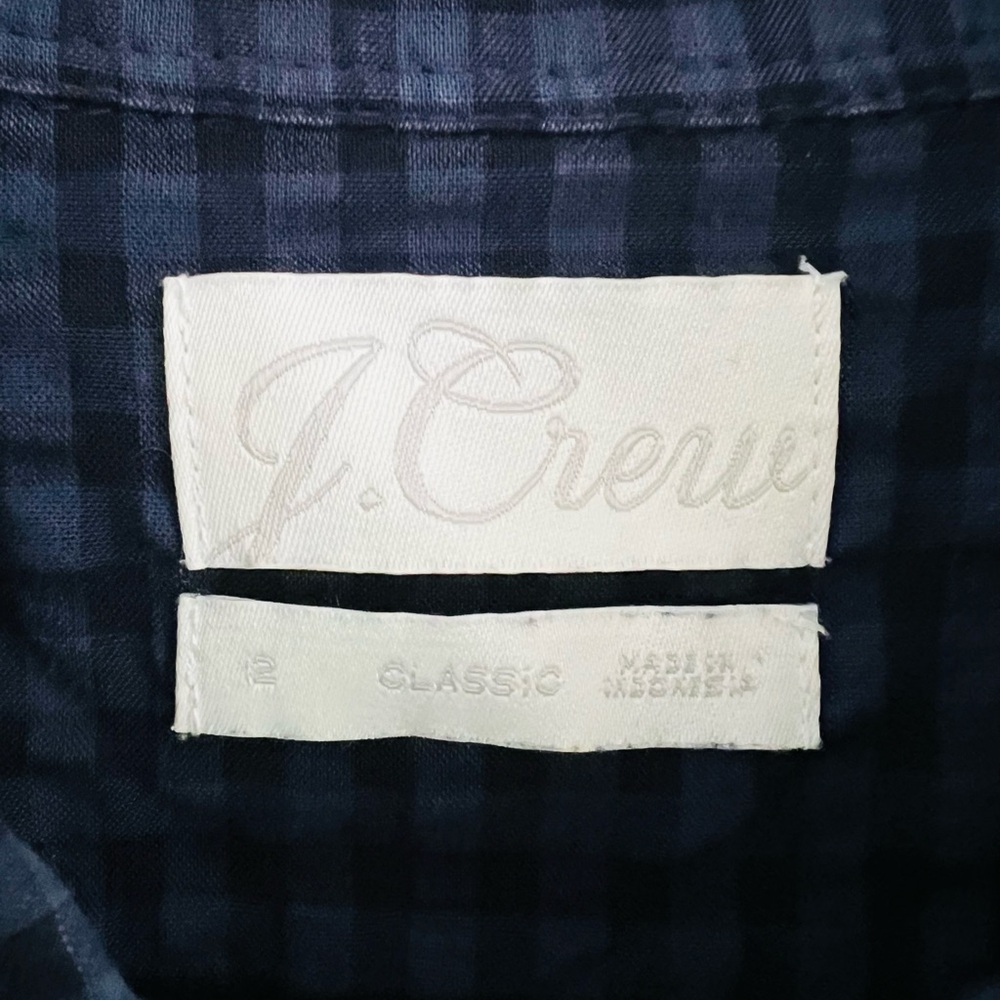 J. Crew Blue Gingham Button Front Long Sleeve Tunic 12 - Picture 5 of 7